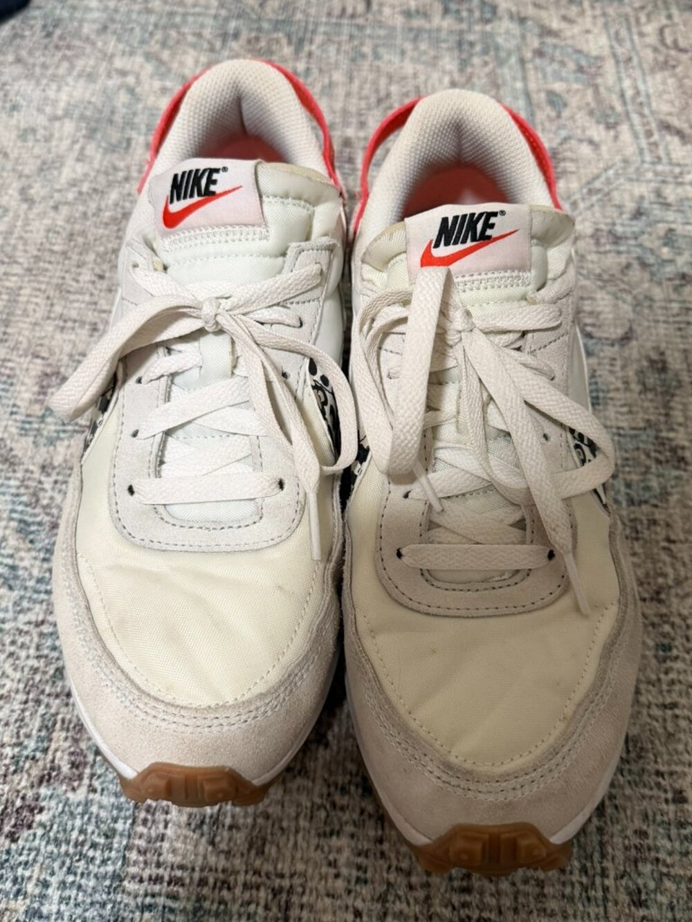 Nike Waffle Debut - White Team Orange Leopard